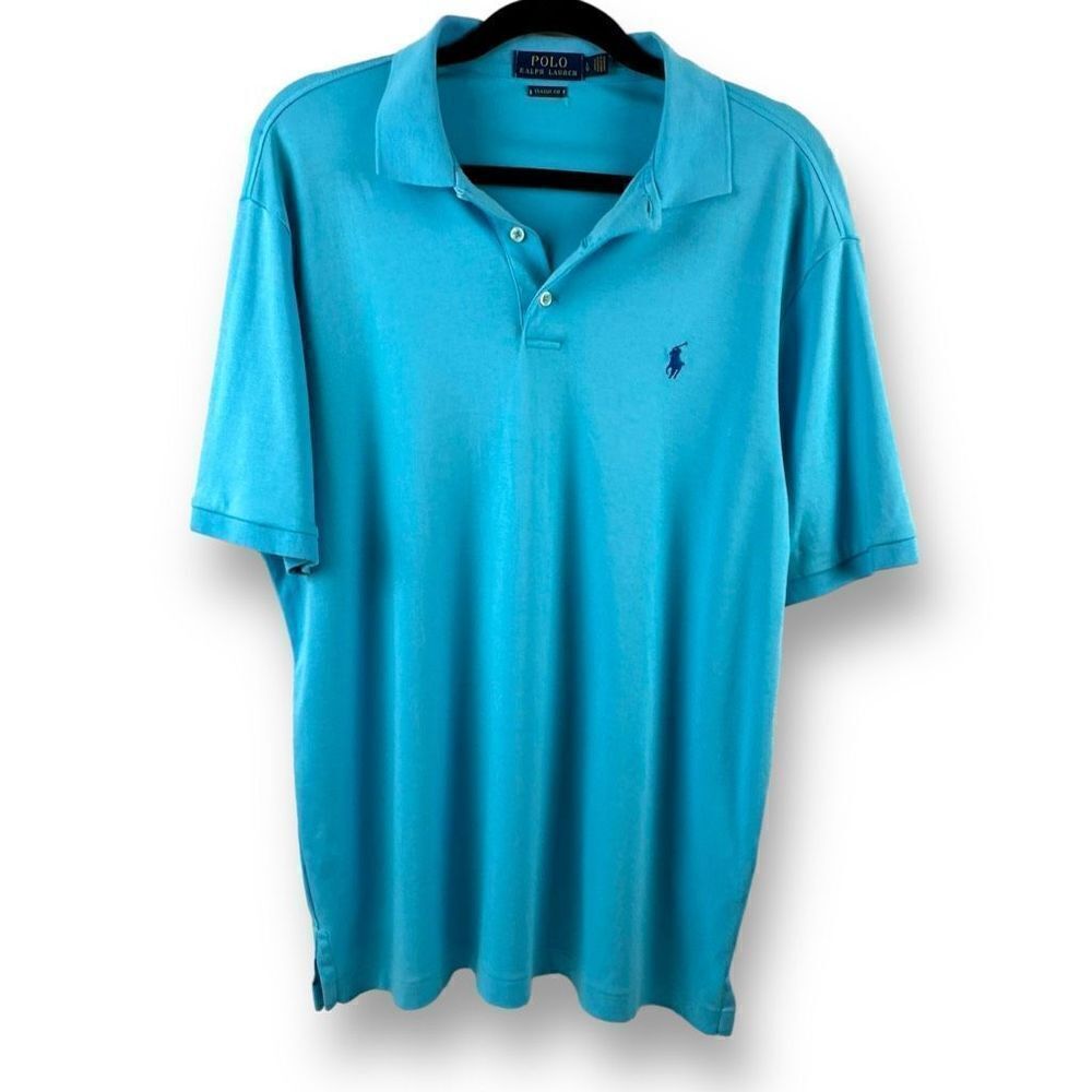 Polo‎ Ralph Lauren Size L Classic Fit Polo Shirt Blue Short Sleeve 100% Cotton